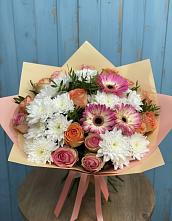 Букет цветов из:  Розы, Герберы и Хризантемы в Жуковской