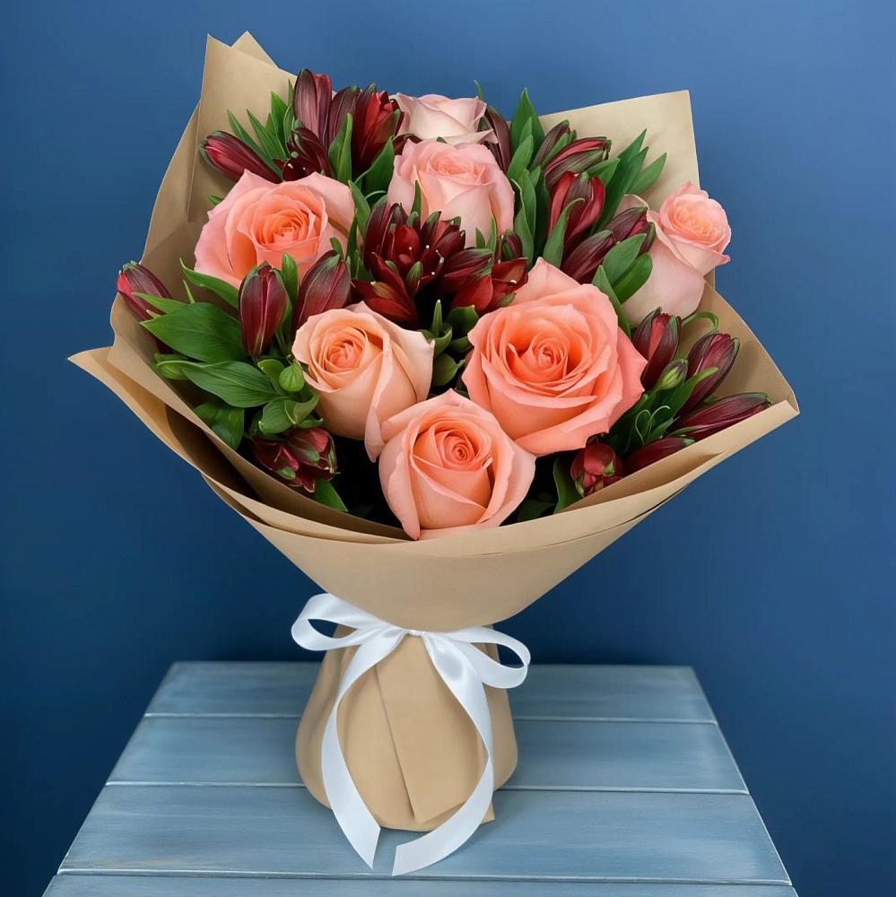 Букет цветов из: Розы и Альстромерии в Жуковской