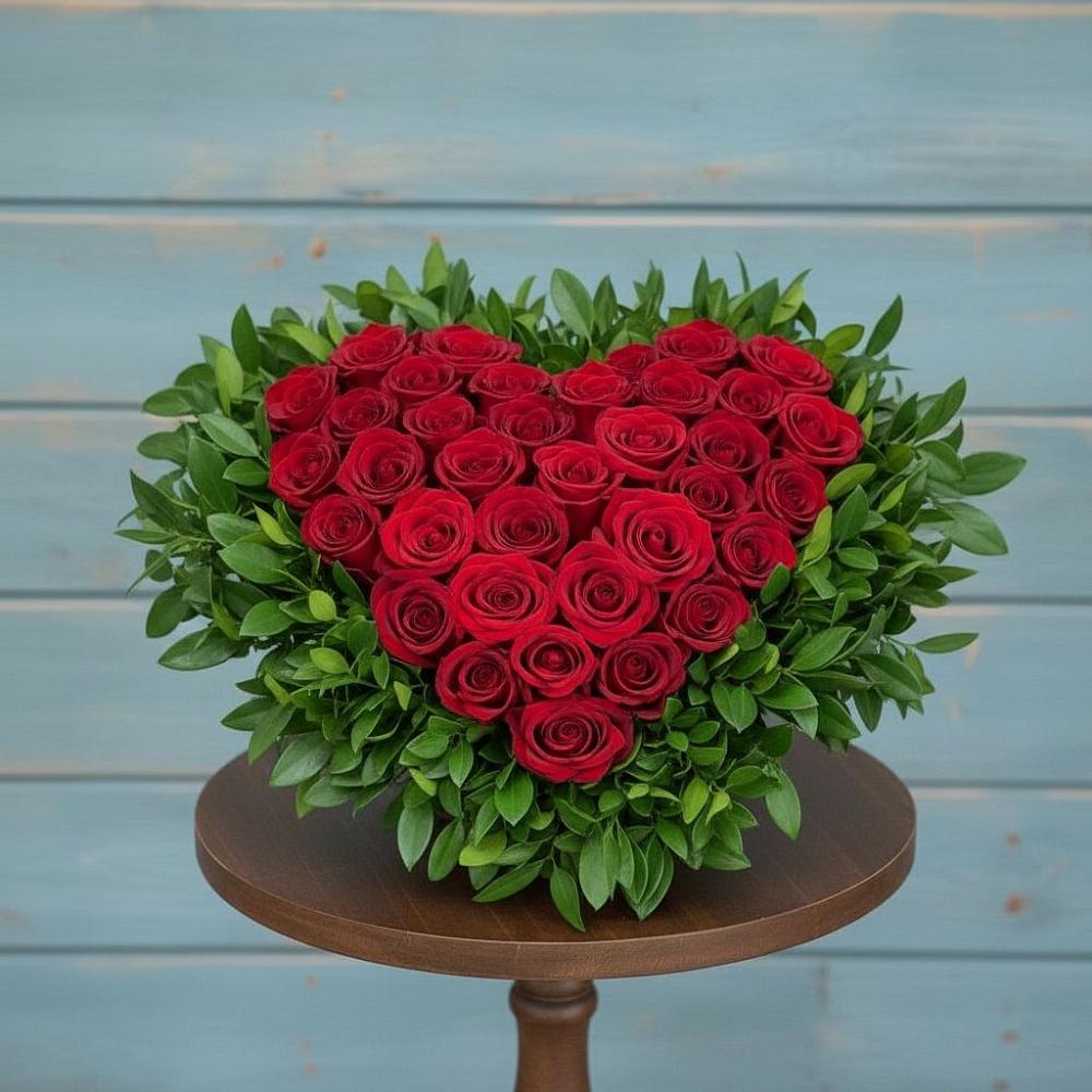 Цветочная композиция из Розы в виде сердца в Жуковской