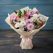 Букет цветов из:  Хризантемы, Альстромерии и Розы #REPLACE_PRED# Жуковской