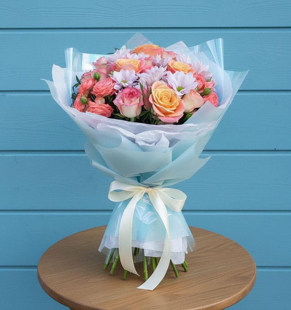 Букет цветов из: Хризантемы и Розы в Жуковской