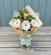 Букет цветов из:  Герберы, Розы и Хризантемы в Жуковской