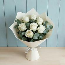 Букет Белые розы в Эвкалипте #REPLACE_PRED# Жуковской